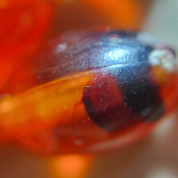 Hobe Necklace Vintage Brown Red Ambar Lucite Bead Gold Tone Accents 54 Inches - Picture 5 of 16